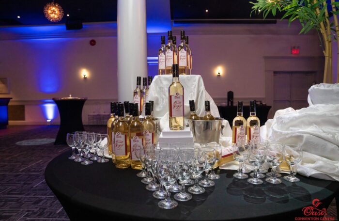 Corporate events Mississauga wine display at Oasis Convention Centre